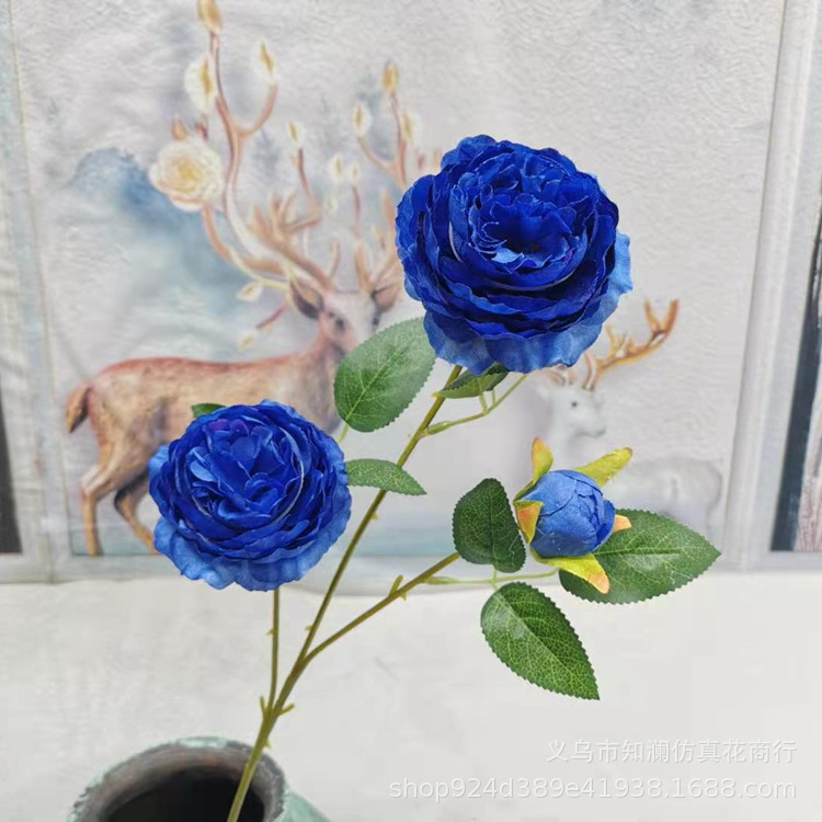 Western Rose Wedding Celebration Decoration Artificial Flower Artificial Flower European-Style Core 3 Peony Wholesale Origin Supply