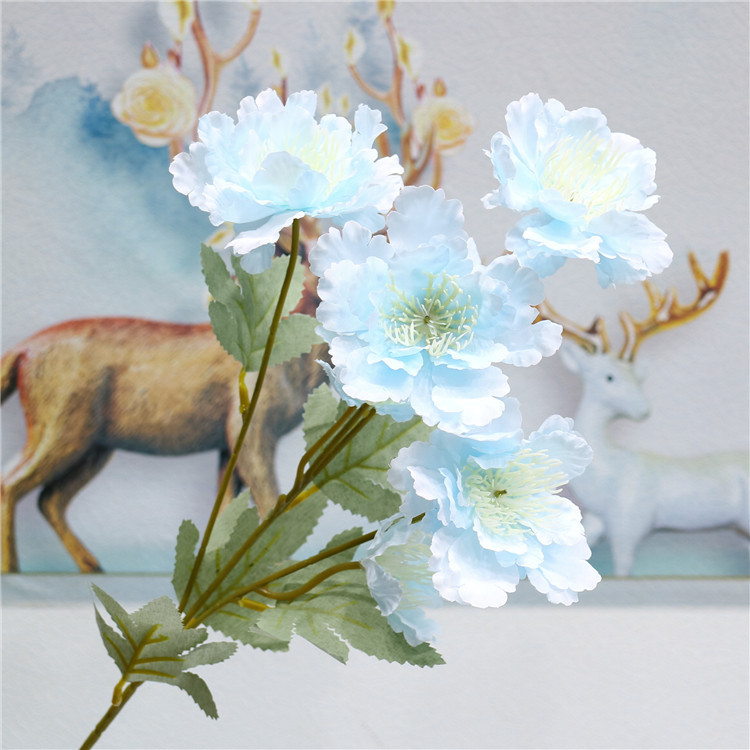 Western Rose Wedding Celebration Decoration Artificial Flower Artificial Flower European-Style Core 3 Peony Wholesale Origin Supply