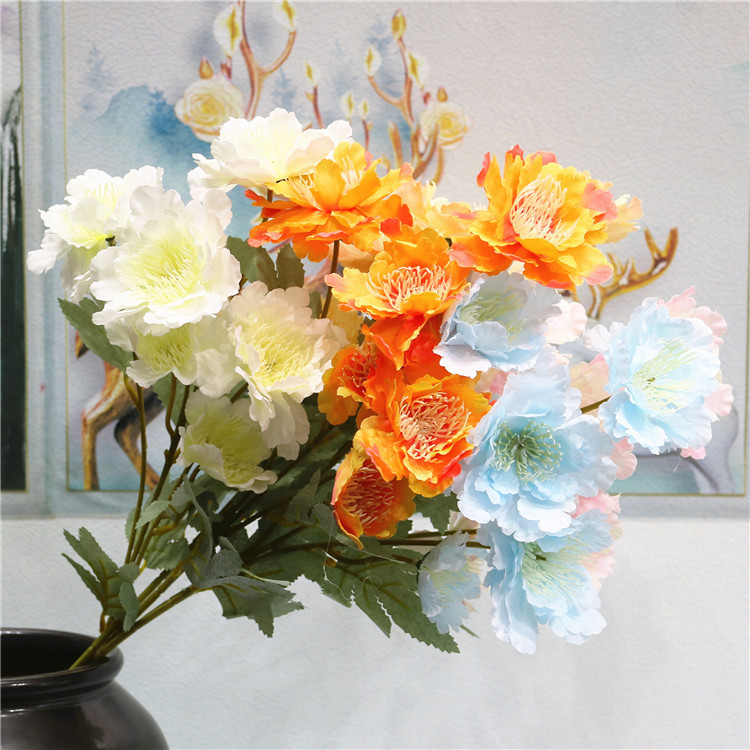 Western Rose Wedding Celebration Decoration Artificial Flower Artificial Flower European-Style Core 3 Peony Wholesale Origin Supply