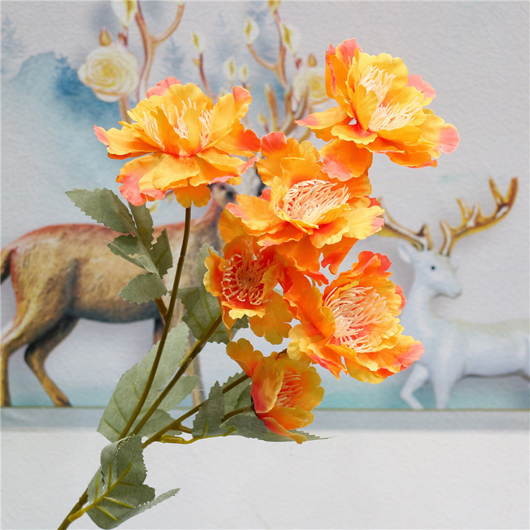 Western Rose Wedding Celebration Decoration Artificial Flower Artificial Flower European-Style Core 3 Peony Wholesale Origin Supply