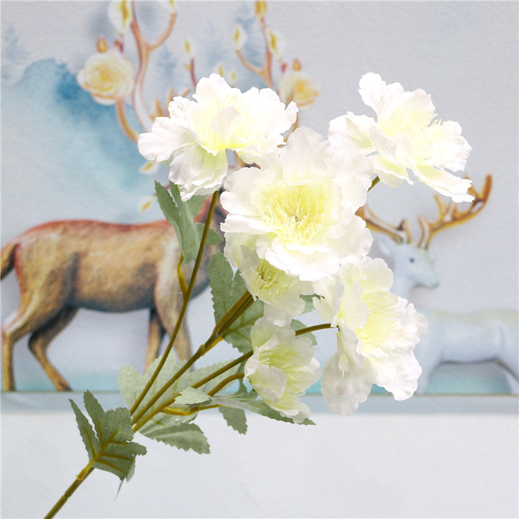 Western Rose Wedding Celebration Decoration Artificial Flower Artificial Flower European-Style Core 3 Peony Wholesale Origin Supply