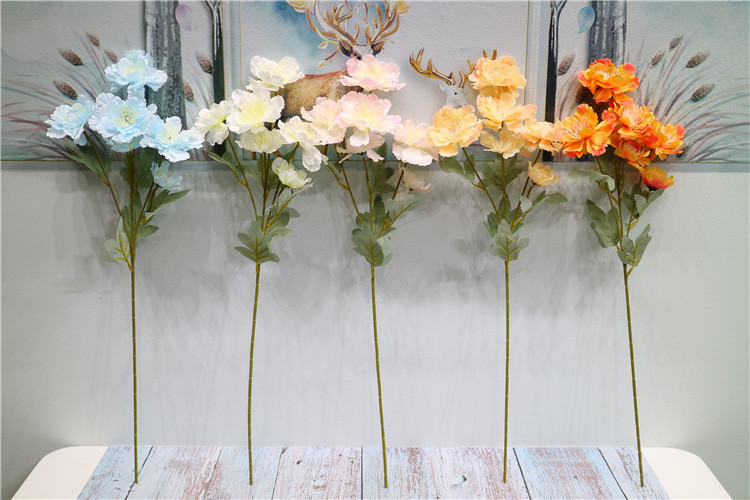 Western Rose Wedding Celebration Decoration Artificial Flower Artificial Flower European-Style Core 3 Peony Wholesale Origin Supply