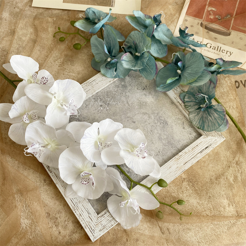 Artificial Phalaenopsis 8 Head Autumn Color Cloth with Snow Spots Wedding Beautiful Wedding Hall Decorative Silk Flower Orchid Cymbidium Faberi Foreign Trade Artificial Phalaenopsis 8 Head Autumn Color Cloth with Snow Spots Wedding Beautiful Wedding Hall Decorative Silk Flower Orchid Cymbidium Faberi Foreign Trade