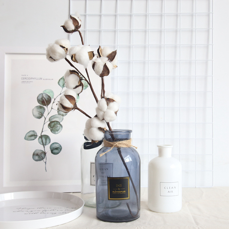 Artificial Flower 10 Natural Cotton Branch Factory Home Decoration Wedding Boquet Holder Plant Wall Artificial Flower 