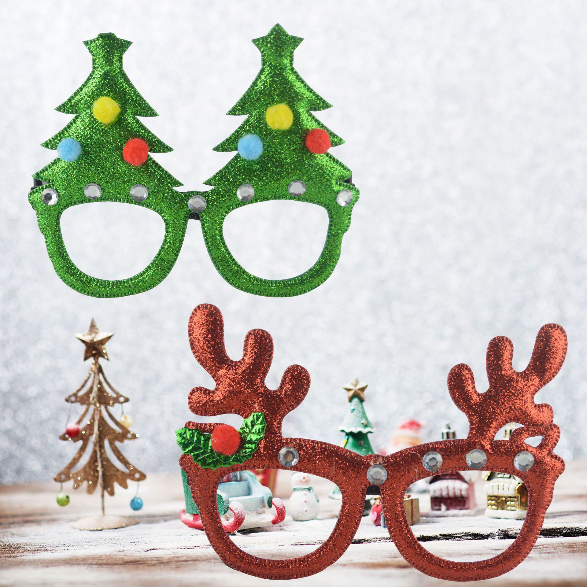 Christmas Product Christmas Glasses Frame Christmas Decoration Glasses Christmas Ball Performance Party Glasses