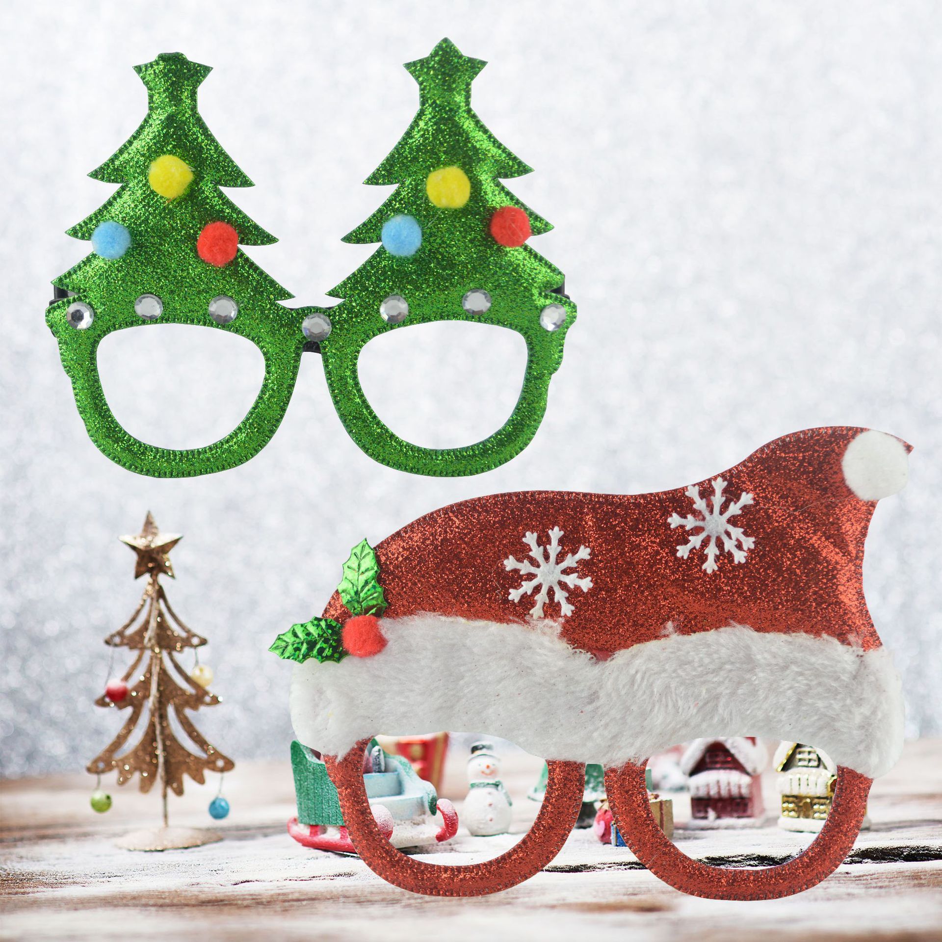Christmas Product Christmas Glasses Frame Christmas Decoration Glasses Christmas Ball Performance Party Glasses