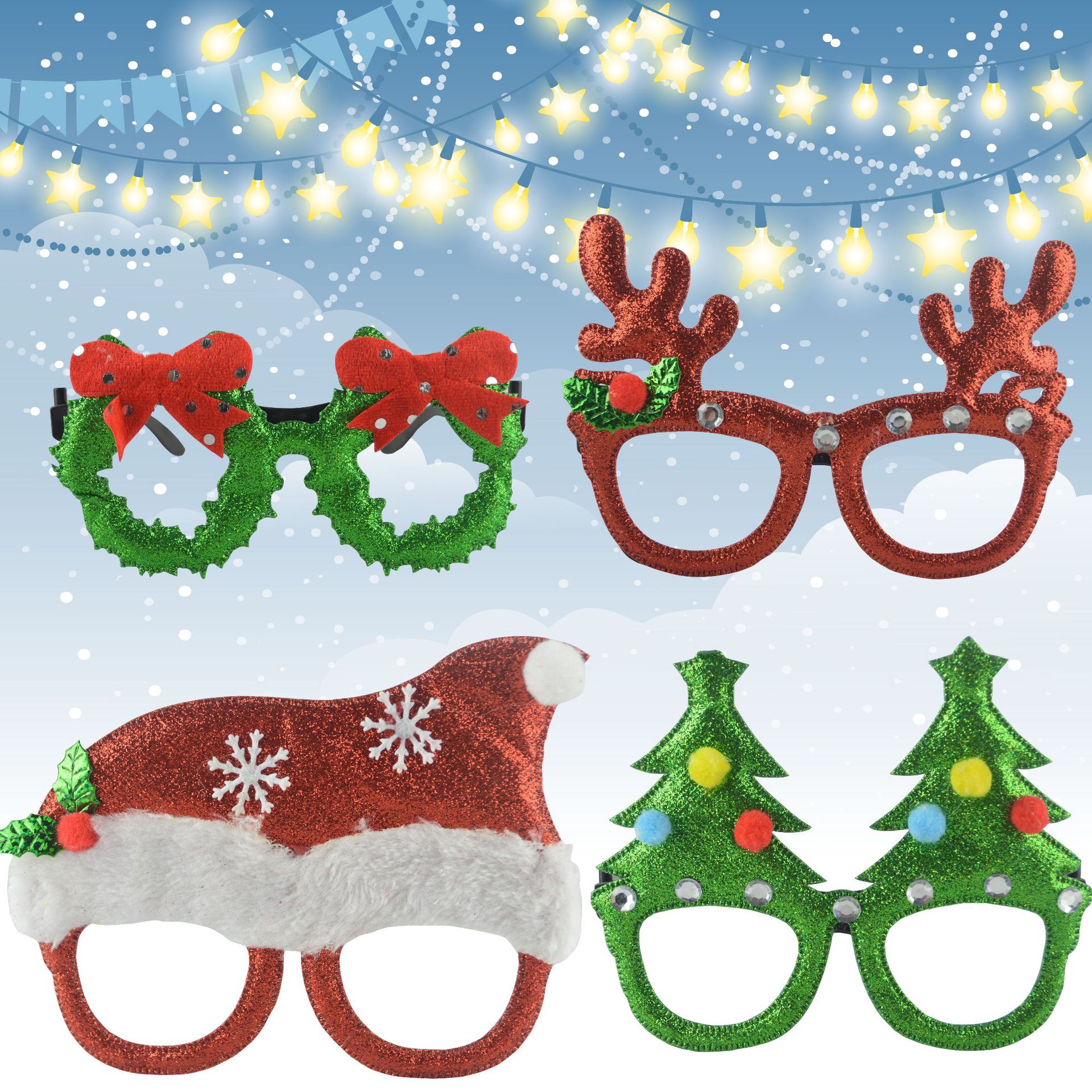 Christmas Product Christmas Glasses Frame Christmas Decoration Glasses Christmas Ball Performance Party Glasses