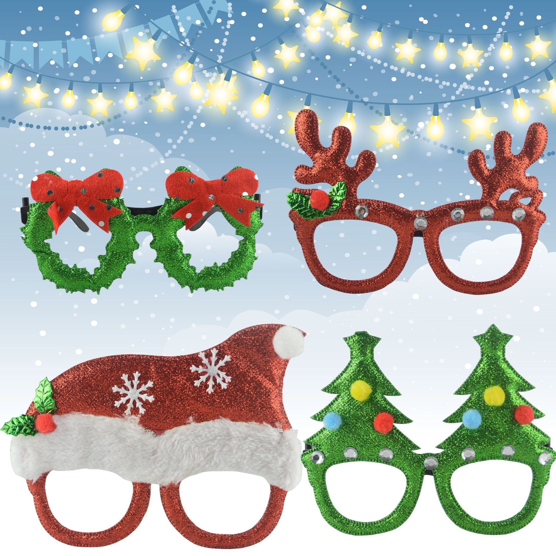 Christmas Product Christmas Glasses Frame Christmas Decoration Glasses Christmas Ball Performance Party Glasses