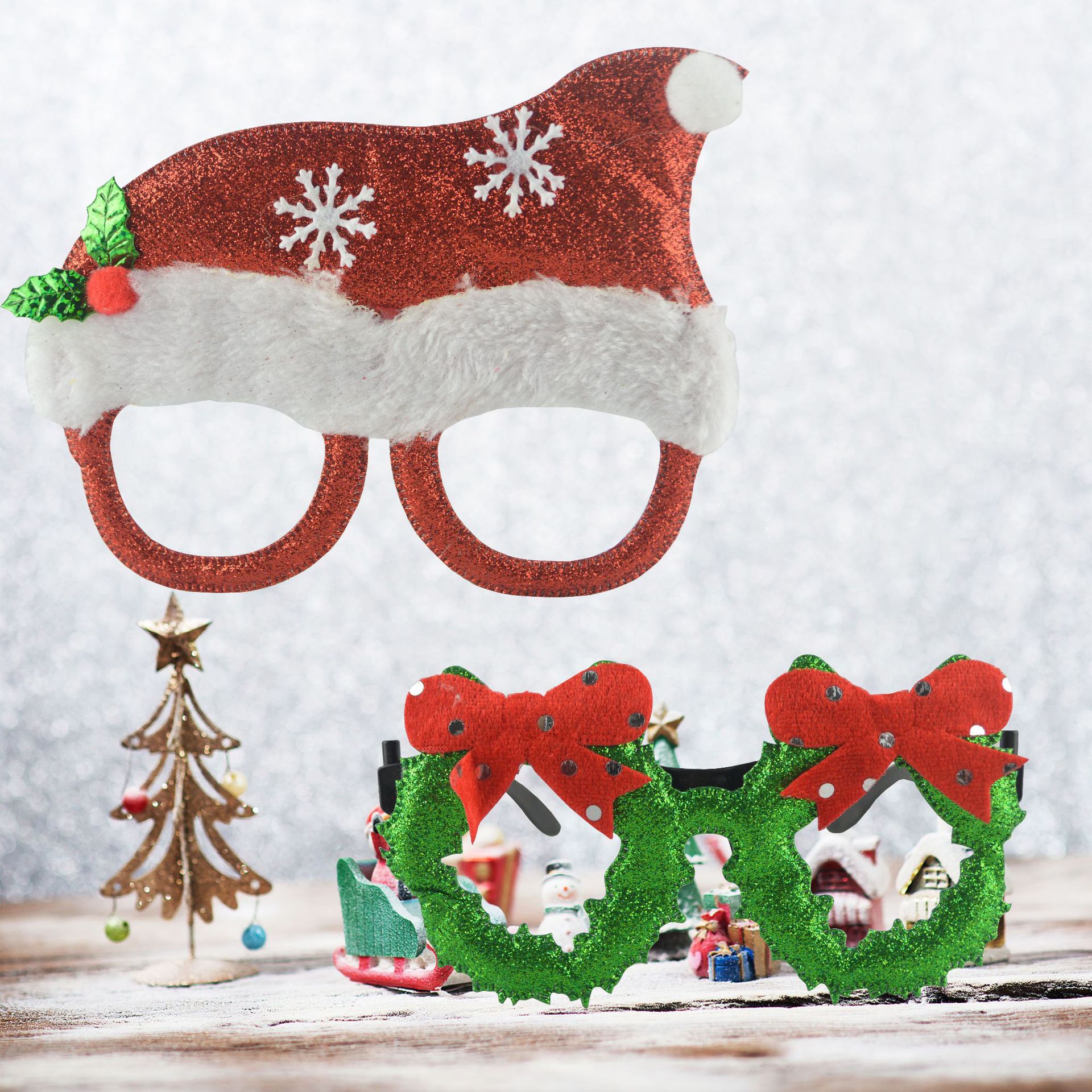 Christmas Product Christmas Glasses Frame Christmas Decoration Glasses Christmas Ball Performance Party Glasses