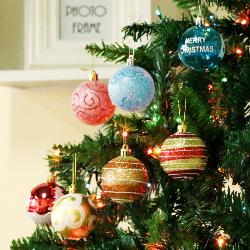 Christmas Ball Decoration Ball 6cm24 Colored Drawing Ball Package Christmas Decorations Christmas Tree Decorative Ball Barrel