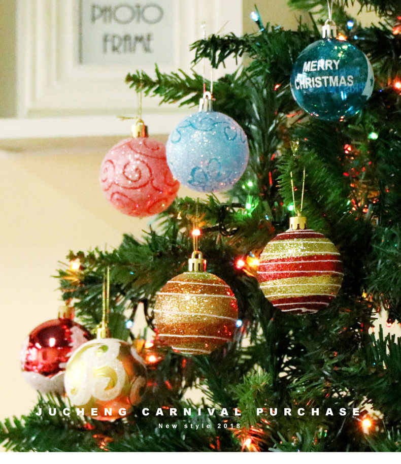 Christmas Ball Decoration Ball 6cm24 Colored Drawing Ball Package Christmas Decorations Christmas Tree Decorative Ball Barrel