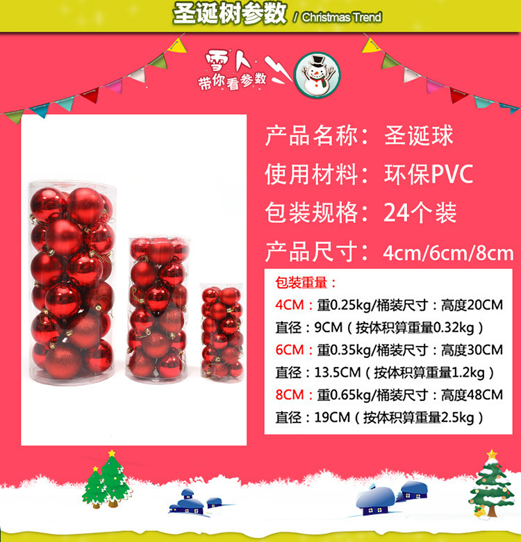Factory Supply Plastic Barrel Bright Light Christmas Ball Christmas Decorating Ball Plastic Matte Ball Wholesale Christmas Gifts