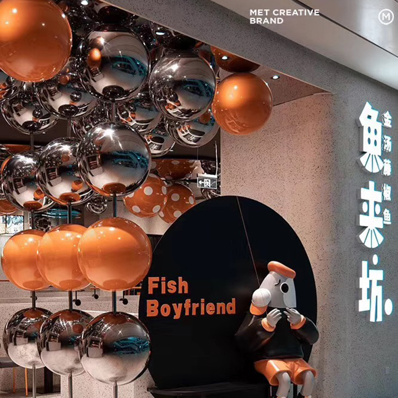 Ball Flowing Water Ornaments Hollow Floating Ball Christmas Ball Mirror Polished Ball 201 Stainless Steel Hollow Ball