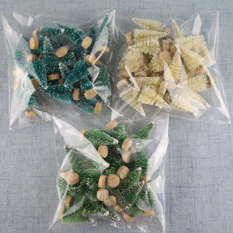 Bagged Mini Christmas Tree Sisal Silk Snow Tasong Decoration Small Christmas Tree Gold Silver Blue, Green and Bagged Mini Christmas Tree Sisal Silk Snow Tasong Decoration Small Christmas Tree Gold Silver Blue, Green and