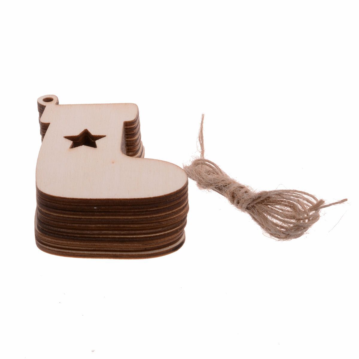 10pc/Pack Foreign Trade Hot Sale Wooden Craftwork Christmas Tree Snowflake Snowman Wood Piece Home Decorations Small Pendant