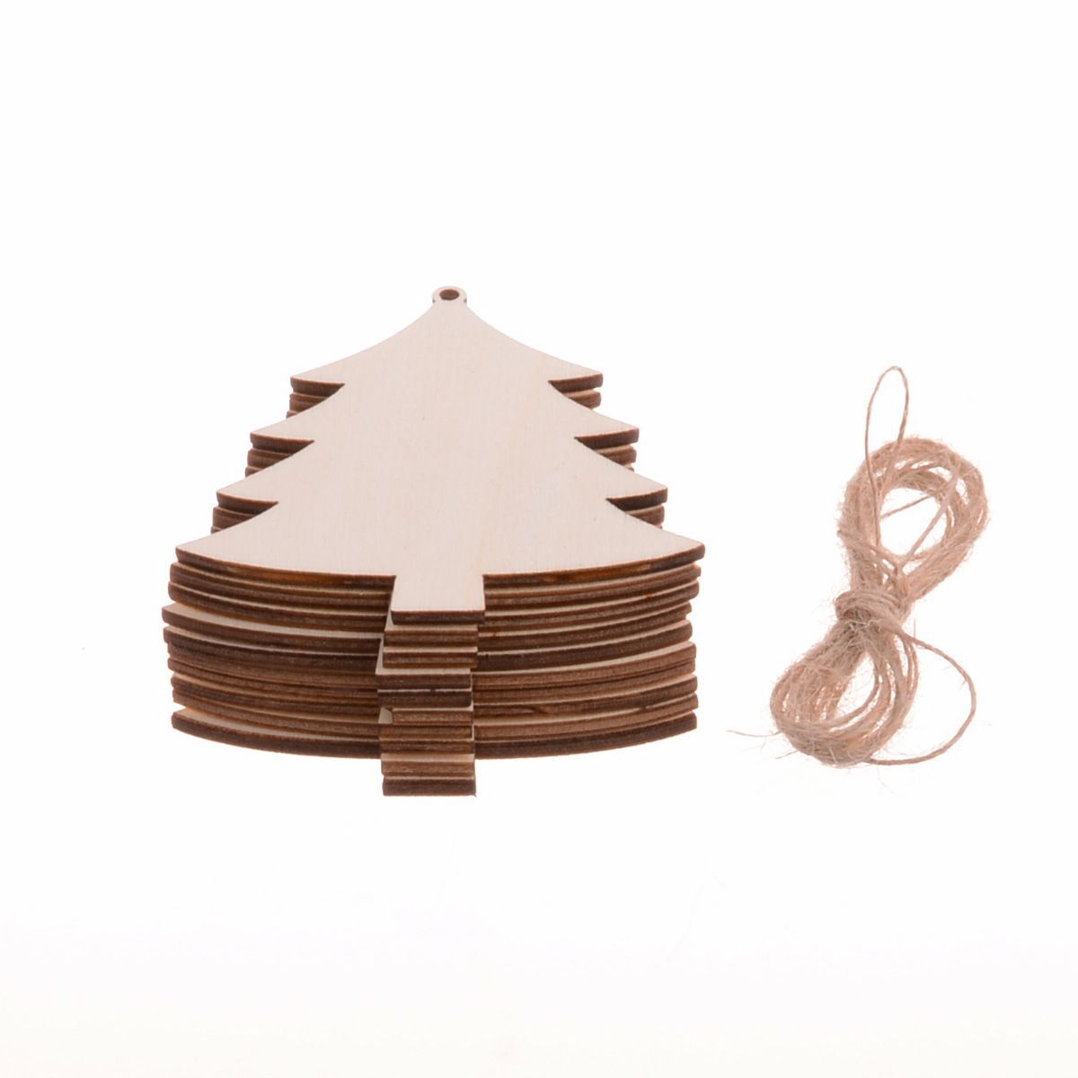 10pc/Pack Foreign Trade Hot Sale Wooden Craftwork Christmas Tree Snowflake Snowman Wood Piece Home Decorations Small Pendant