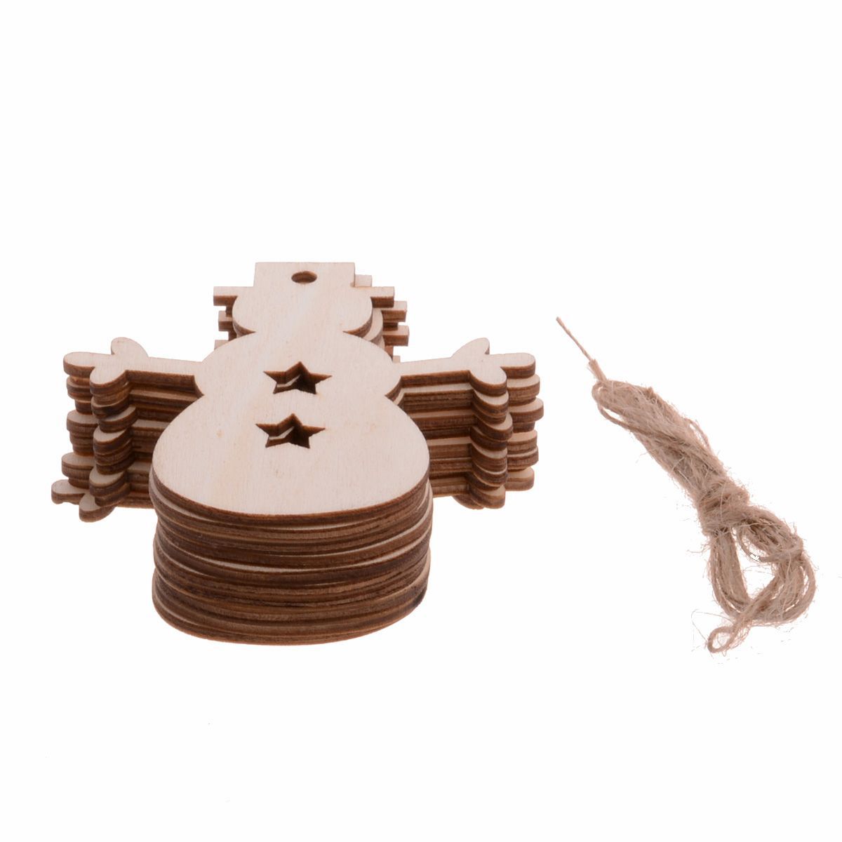 10pc/Pack Foreign Trade Hot Sale Wooden Craftwork Christmas Tree Snowflake Snowman Wood Piece Home Decorations Small Pendant
