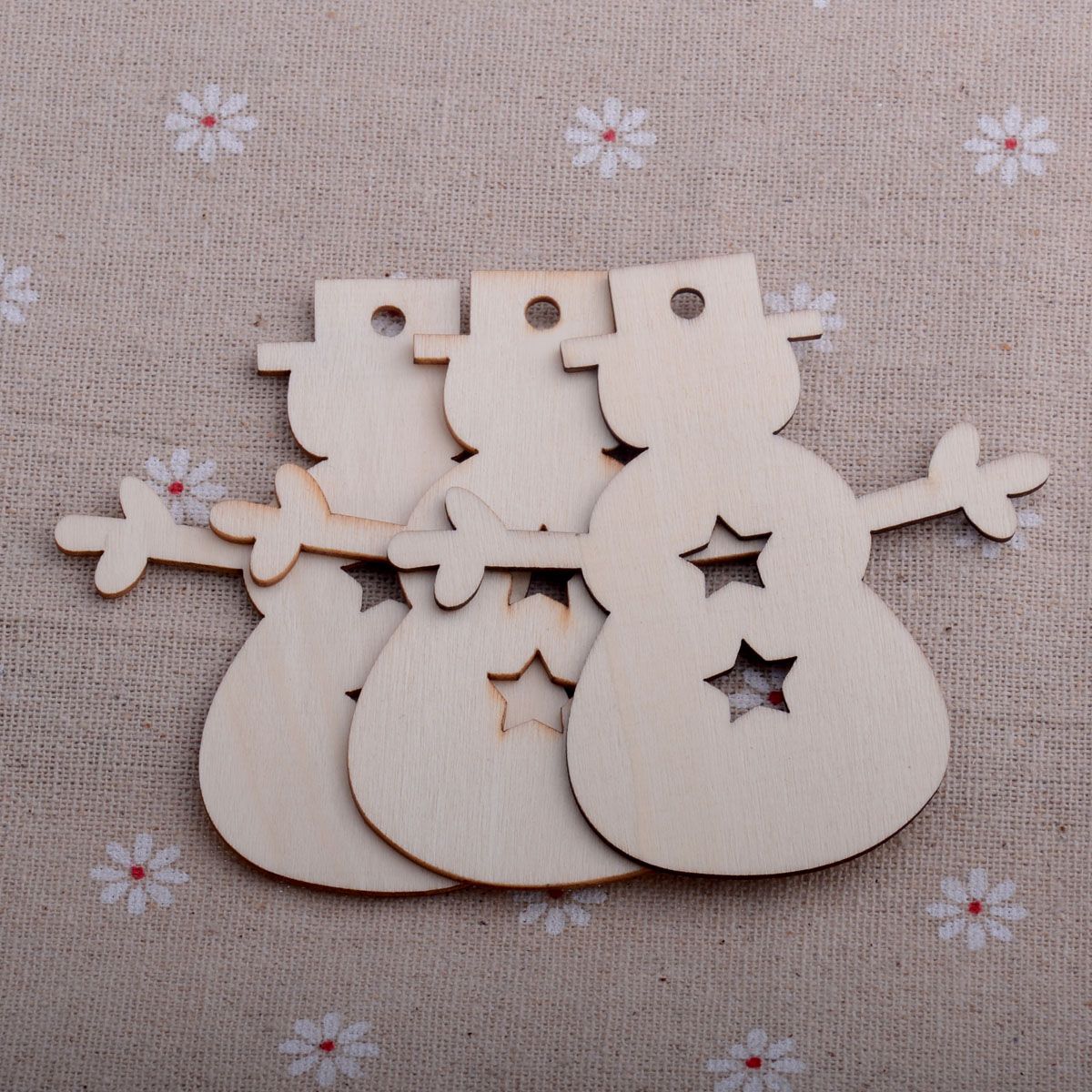 10pc/Pack Foreign Trade Hot Sale Wooden Craftwork Christmas Tree Snowflake Snowman Wood Piece Home Decorations Small Pendant