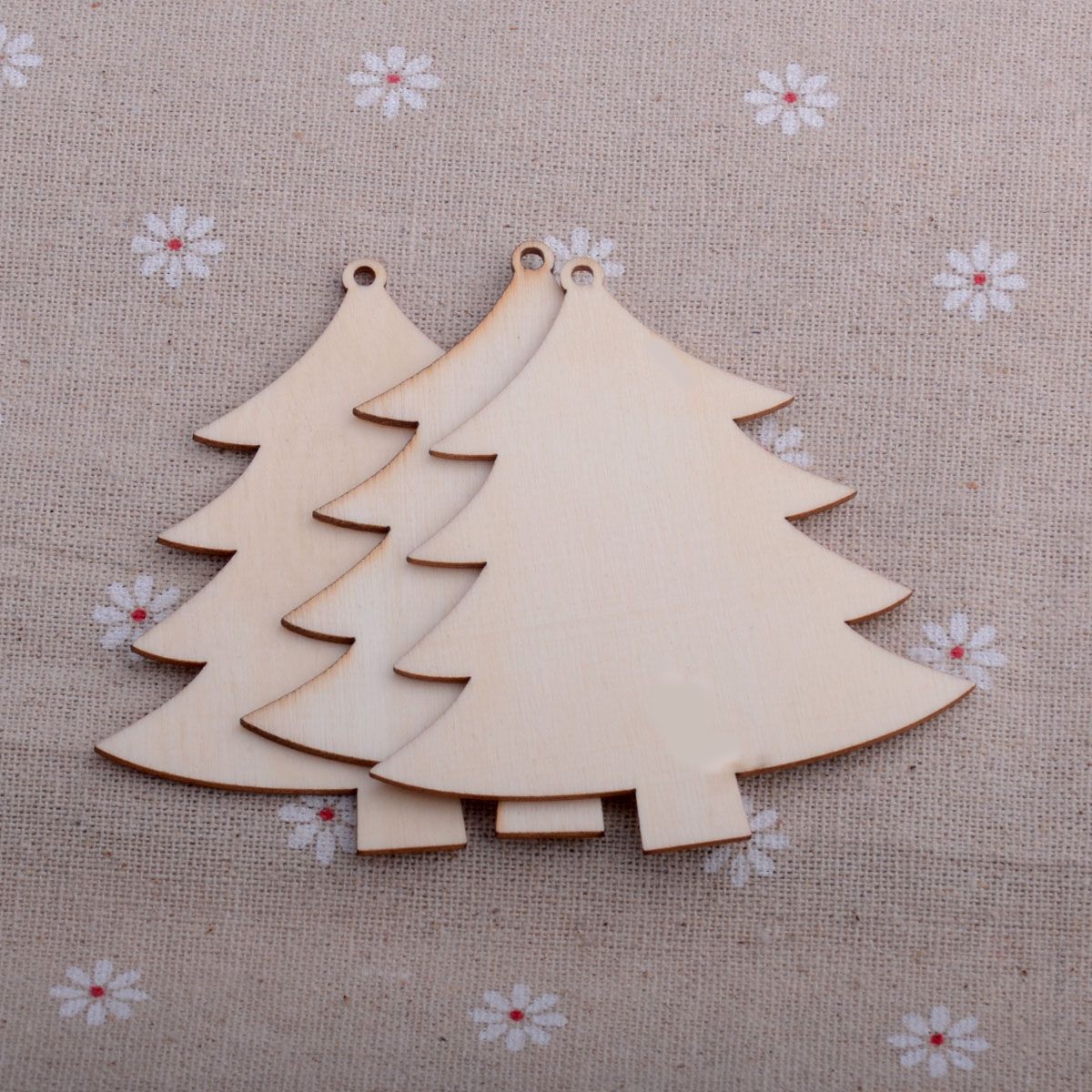 10pc/Pack Foreign Trade Hot Sale Wooden Craftwork Christmas Tree Snowflake Snowman Wood Piece Home Decorations Small Pendant