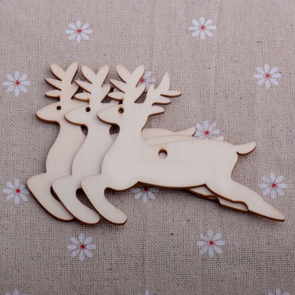 10pc/Pack Foreign Trade Hot Sale Wooden Craftwork Christmas Tree Snowflake Snowman Wood Piece Home Decorations Small Pendant
