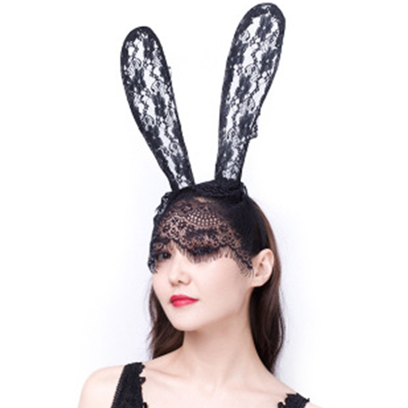 Nightclub Internet Celebrity Christmas Sexy Lace Veil Rabbit Ears Hair Hoop Party Headwear Prom Dress up Headwear