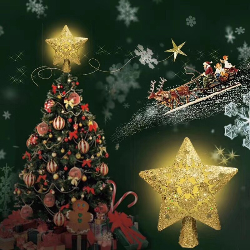 New Christmas Tree Top Shooting Lamp 3D Projection Lamp Star Christmas Tree Decoration Rotating Storm Projection Lamp