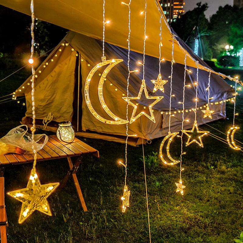 Led Remote Control Solar Star Light String Curtain Outdoor Light Waterproof Christmas Tree Colored Light Courtyard Decoration Small String