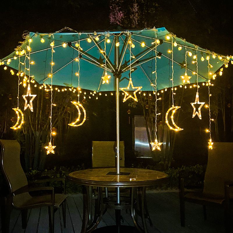 Led Remote Control Solar Star Light String Curtain Outdoor Light Waterproof Christmas Tree Colored Light Courtyard Decoration Small String