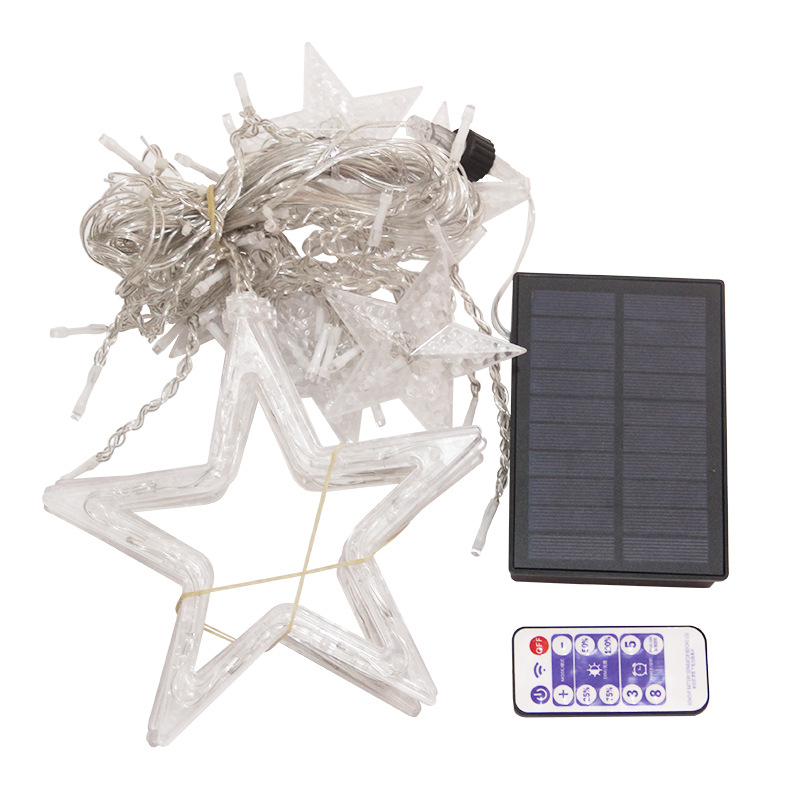 Led Remote Control Solar Star Light String Curtain Outdoor Light Waterproof Christmas Tree Colored Light Courtyard Decoration Small String