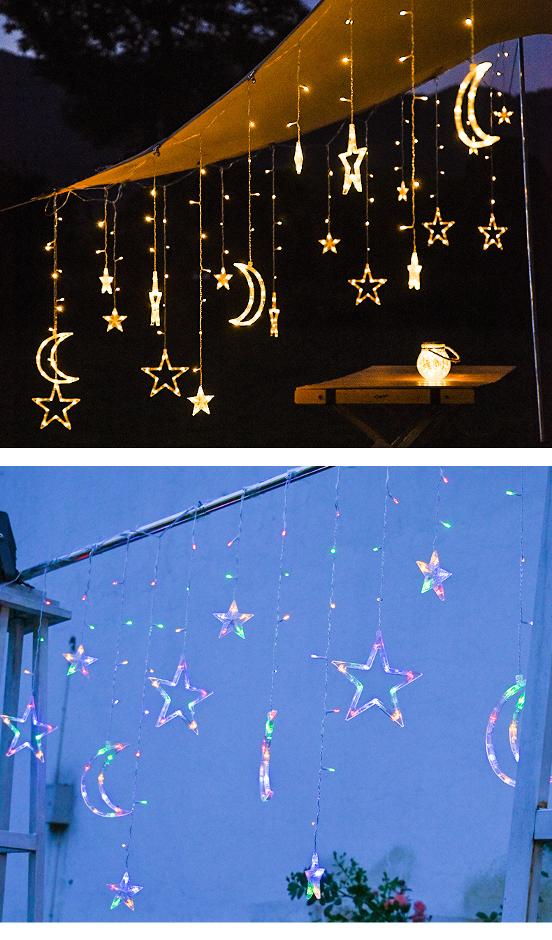 Led Remote Control Solar Star Light String Curtain Outdoor Light Waterproof Christmas Tree Colored Light Courtyard Decoration Small String