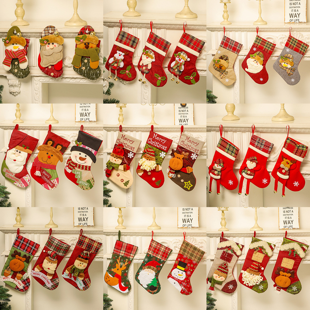 Christmas Stockings Candy Socks Gift Socks Adult and Children Christmas Tree Hanging Decoration Scene Dress up Party Home Party Decoration