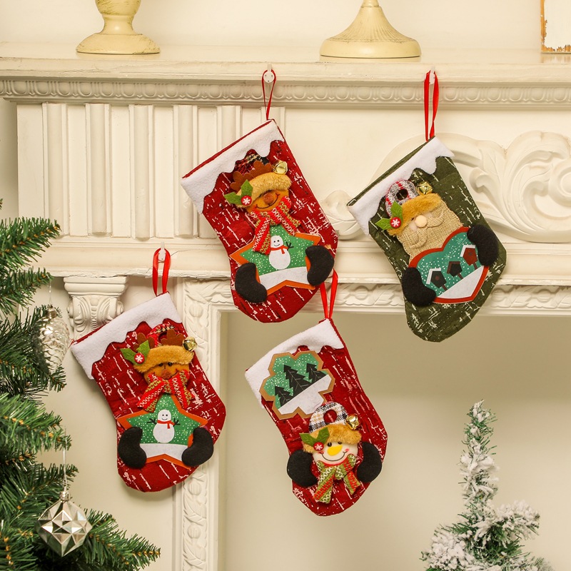 Christmas Stockings Candy Socks Gift Socks Adult and Children Christmas Tree Hanging Decoration Scene Dress up Party Home Party Decoration