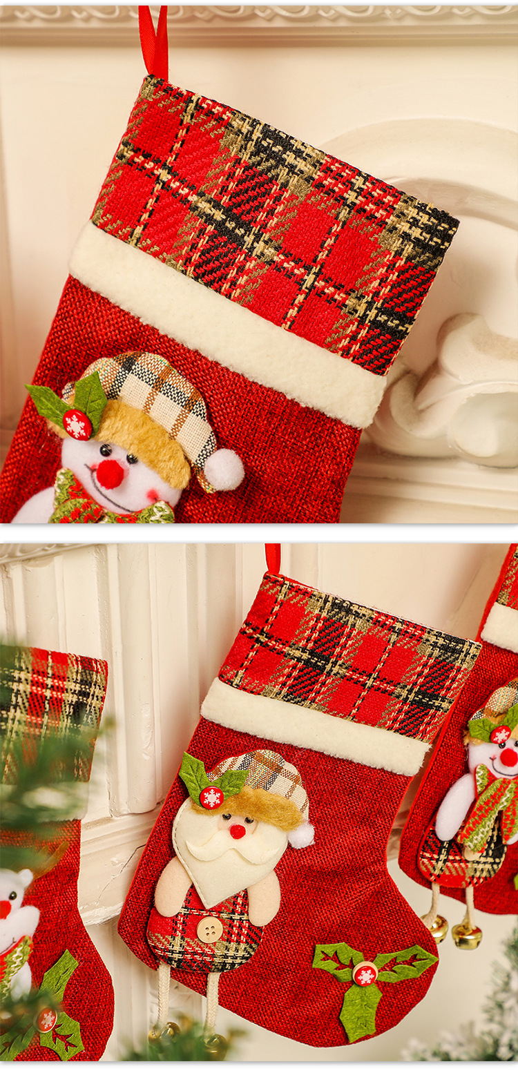 Christmas Stockings Candy Socks Gift Socks Adult and Children Christmas Tree Hanging Decoration Scene Dress up Party Home Party Decoration