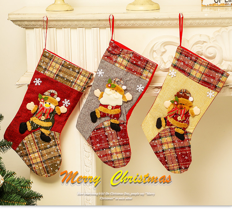 Christmas Stockings Candy Socks Gift Socks Adult and Children Christmas Tree Hanging Decoration Scene Dress up Party Home Party Decoration