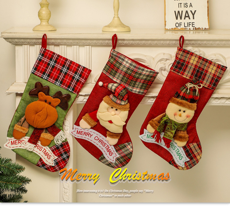 Christmas Stockings Candy Socks Gift Socks Adult and Children Christmas Tree Hanging Decoration Scene Dress up Party Home Party Decoration