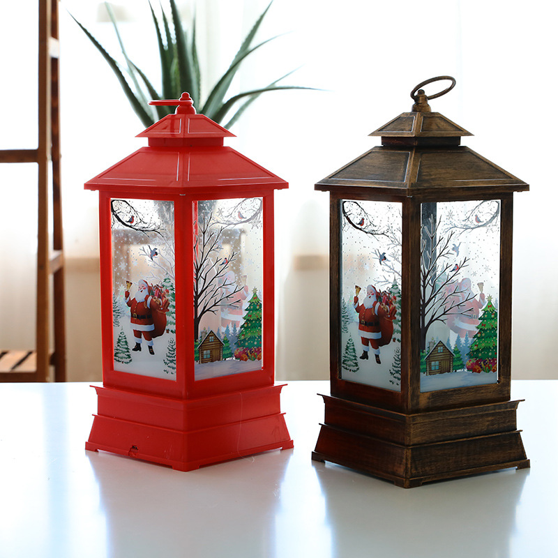 Cross-Border Wholesale Christmas Retro Led Large Size Storm Lantern Elderly David&#039;s Deer Snowman Decoration Storm Lantern Dress up Scene