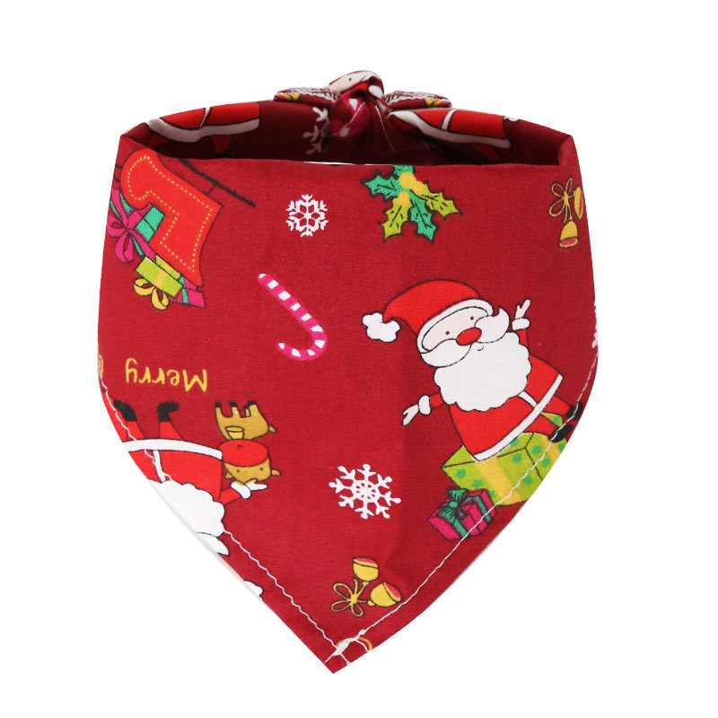 Pet Supplies Dog Cat Christmas Cotton Printed Pet Dress up Triangular Binder Saliva Towel Decoration Bib Big Dog