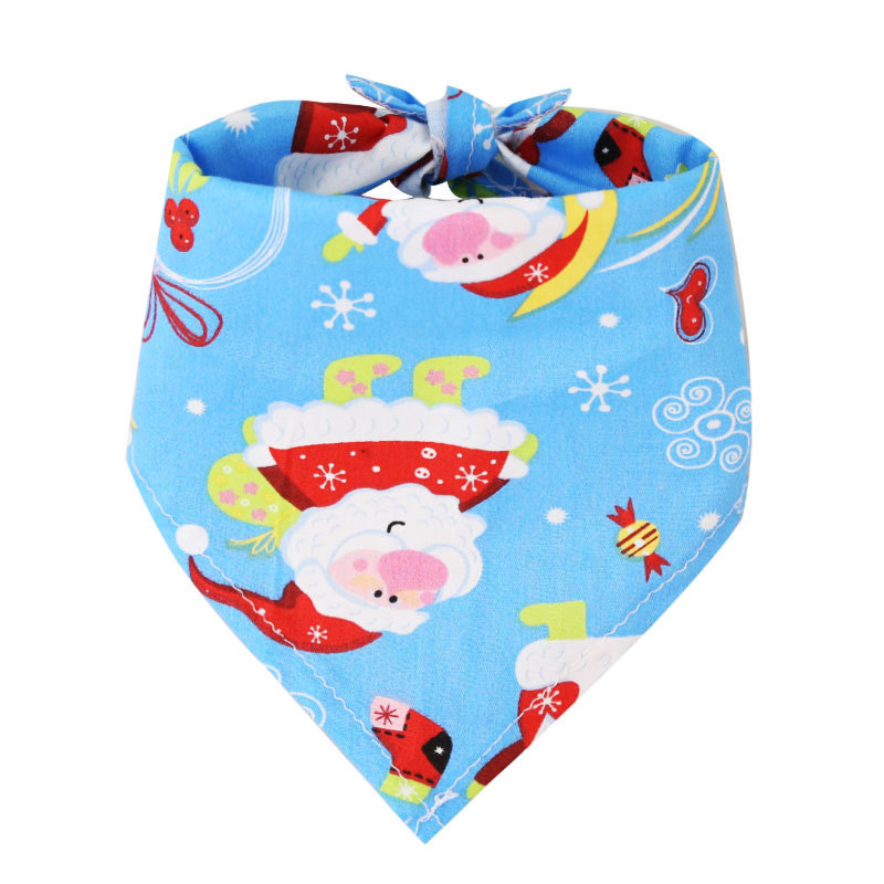 Pet Supplies Dog Cat Christmas Cotton Printed Pet Dress up Triangular Binder Saliva Towel Decoration Bib Big Dog