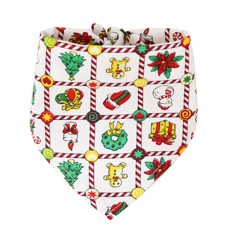 Pet Supplies Dog Cat Christmas Cotton Printed Pet Dress up Triangular Binder Saliva Towel Decoration Bib Big Dog