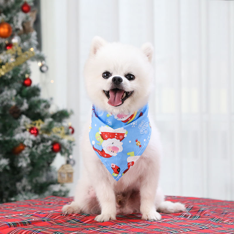 Pet Supplies Dog Cat Christmas Cotton Printed Pet Dress up Triangular Binder Saliva Towel Decoration Bib Big Dog