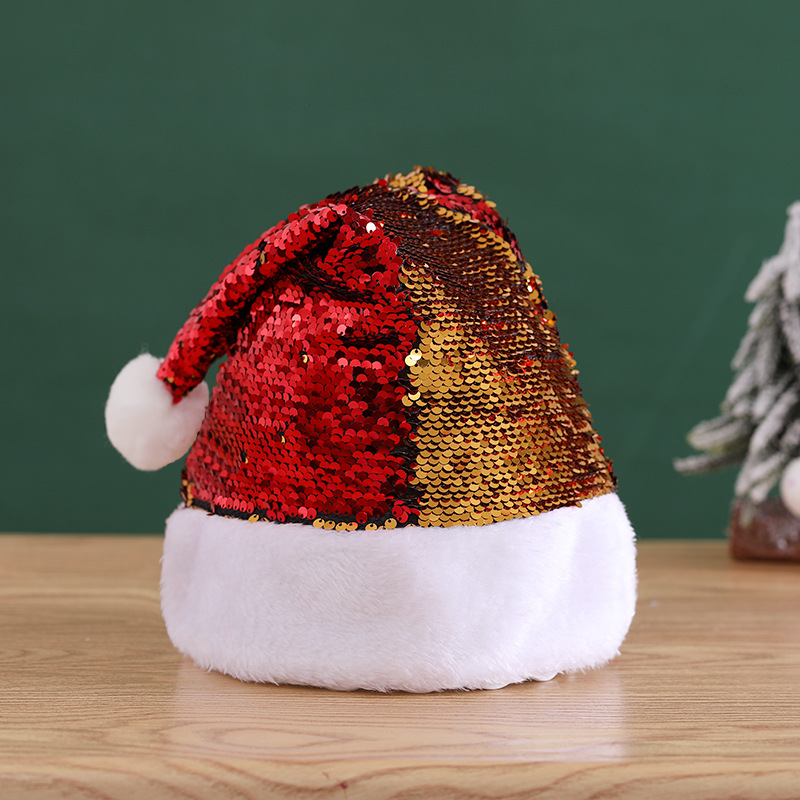 Christmas Hat Adult Christmas Costume Halloween Party Performance Dress Color Bright Film Christmas Hat Factory Direct Supply