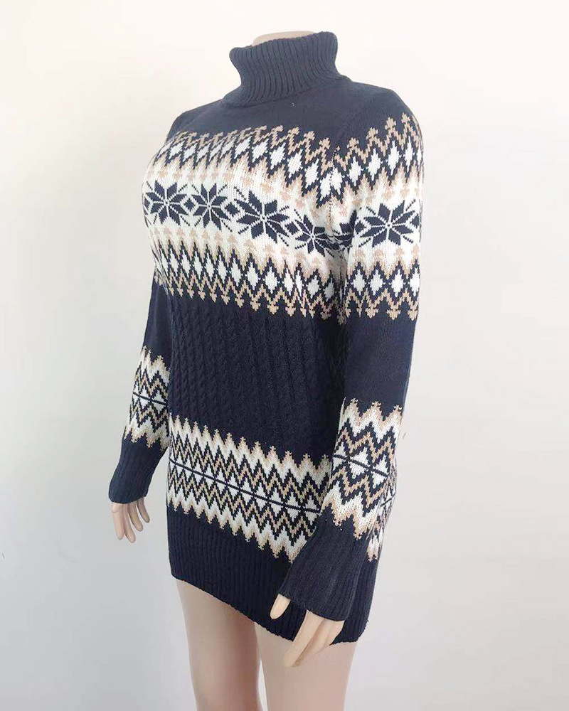 Aliexpress amazon hot style \"women 's Christmas turtleneck dress long snowflake pullover knitwear Aliexpress amazon hot style \"women 's Christmas turtleneck dress long snowflake pullover knitwear