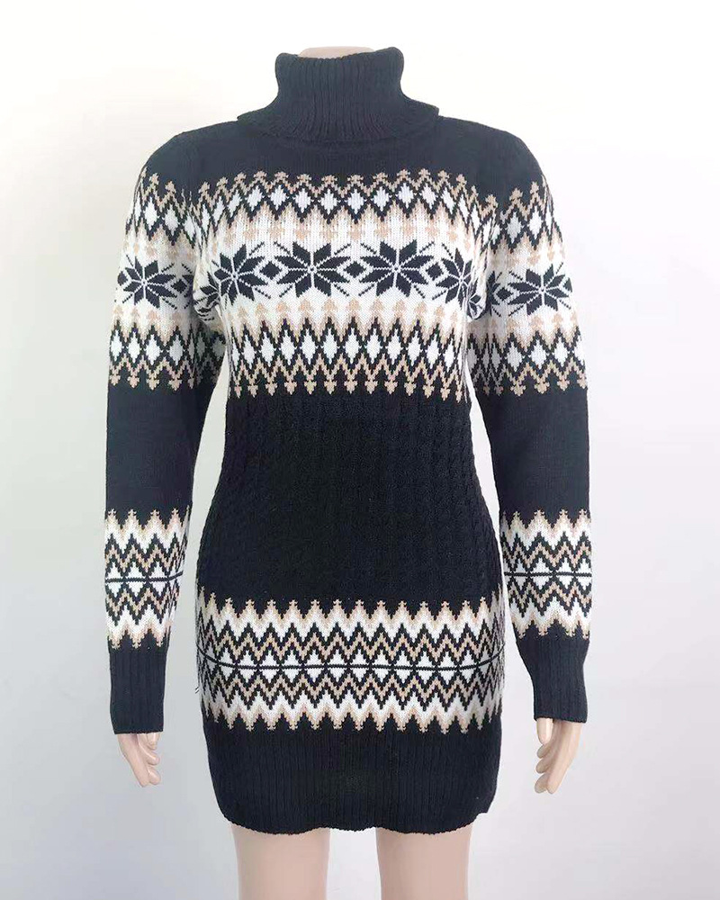 Aliexpress amazon hot style \"women 's Christmas turtleneck dress long snowflake pullover knitwear Aliexpress amazon hot style \"women 's Christmas turtleneck dress long snowflake pullover knitwear