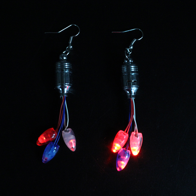 ZD Manufacturer Foreign Trade Popular Style LED Light-Emitting Earrings Knob Earrings Christmas Halloween Products Party Supplies
