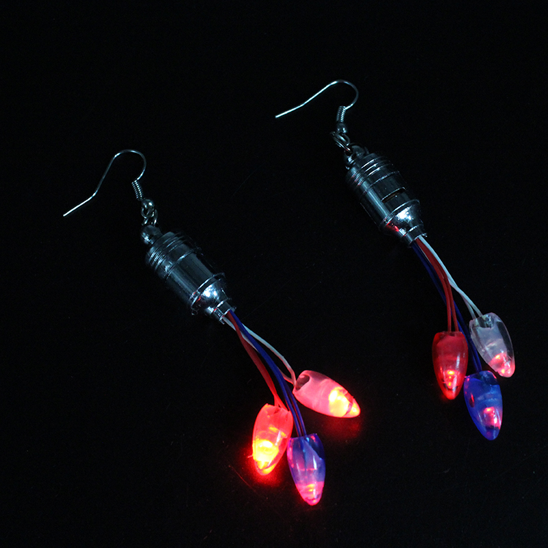 ZD Manufacturer Foreign Trade Popular Style LED Light-Emitting Earrings Knob Earrings Christmas Halloween Products Party Supplies