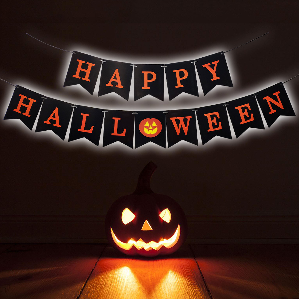 Halloween Black Mermaid Flag Party Decoration Layout Supplies Ghost Festival Bar Venue Flag Latte Art Pumpkin Background