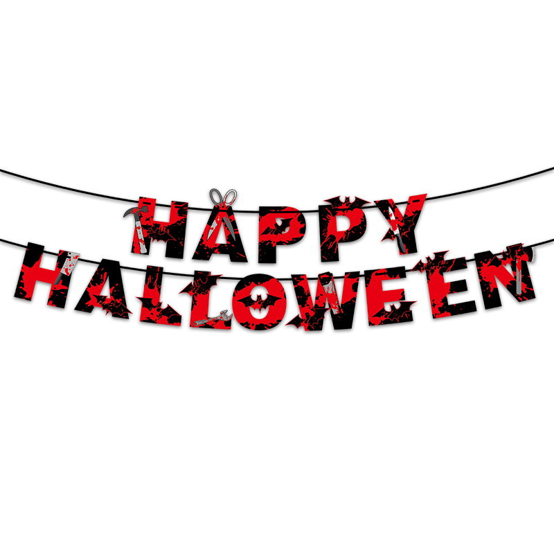 Halloween Black Mermaid Flag Party Decoration Layout Supplies Ghost Festival Bar Venue Flag Latte Art Pumpkin Background