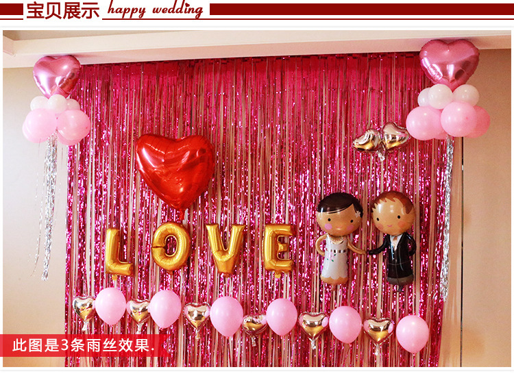 Tinsel Curtain Halloween Wedding Birthday Party Layout Supplies Wedding Room Background Decoration Curtain of Rain 1 M * 2 M