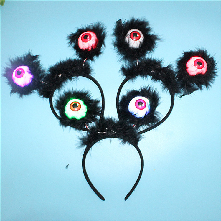 Halloween Decorations Clothing Prop Party Headdress Eye Luminous Flash Black Ghost Festival Supplies Eye Headband