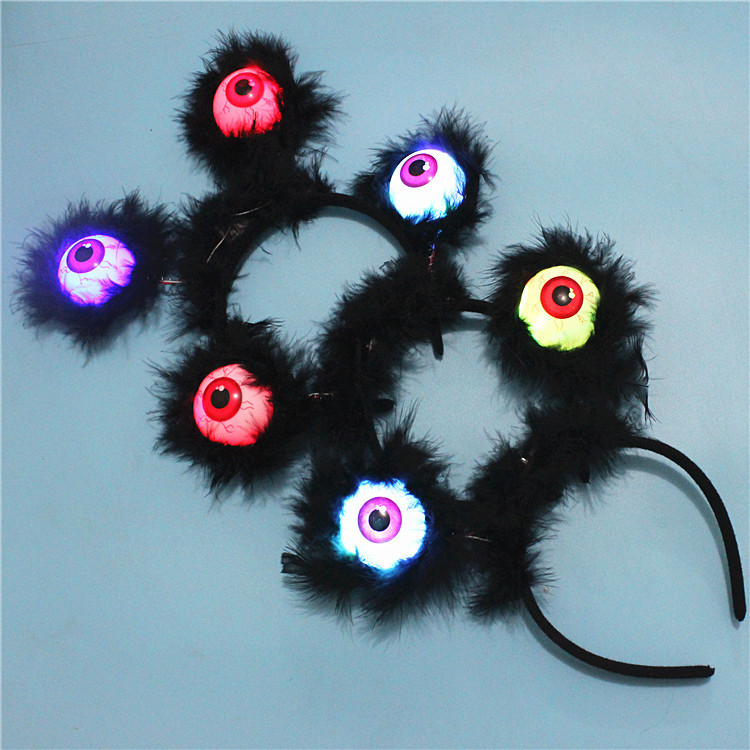 Halloween Decorations Clothing Prop Party Headdress Eye Luminous Flash Black Ghost Festival Supplies Eye Headband